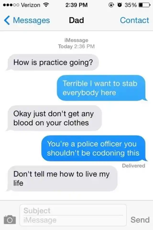 40 Hilarious Text Messages Sent from Parents to Their Kids